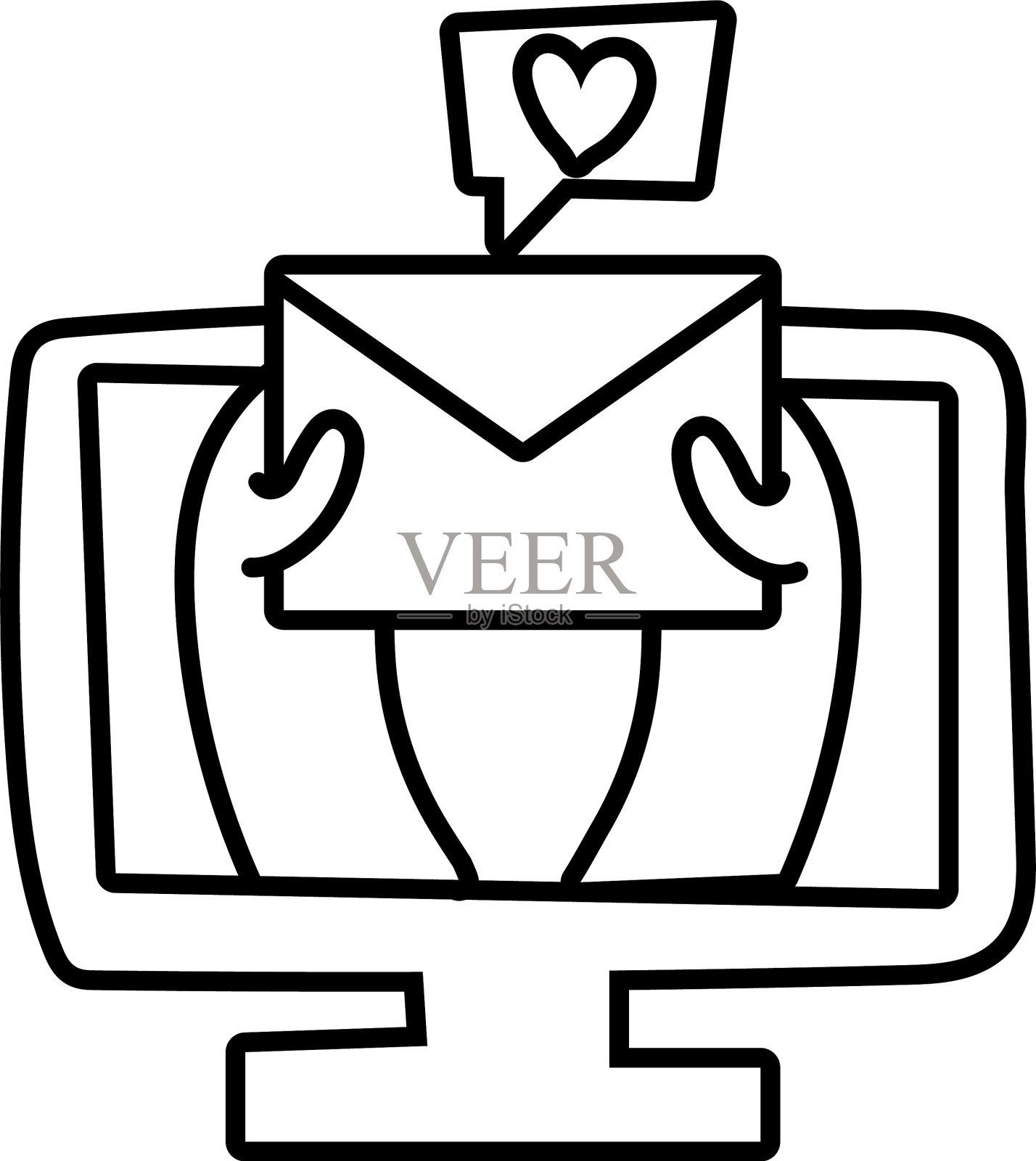 桌面与爱电子邮件线风格的图标设计元素图片