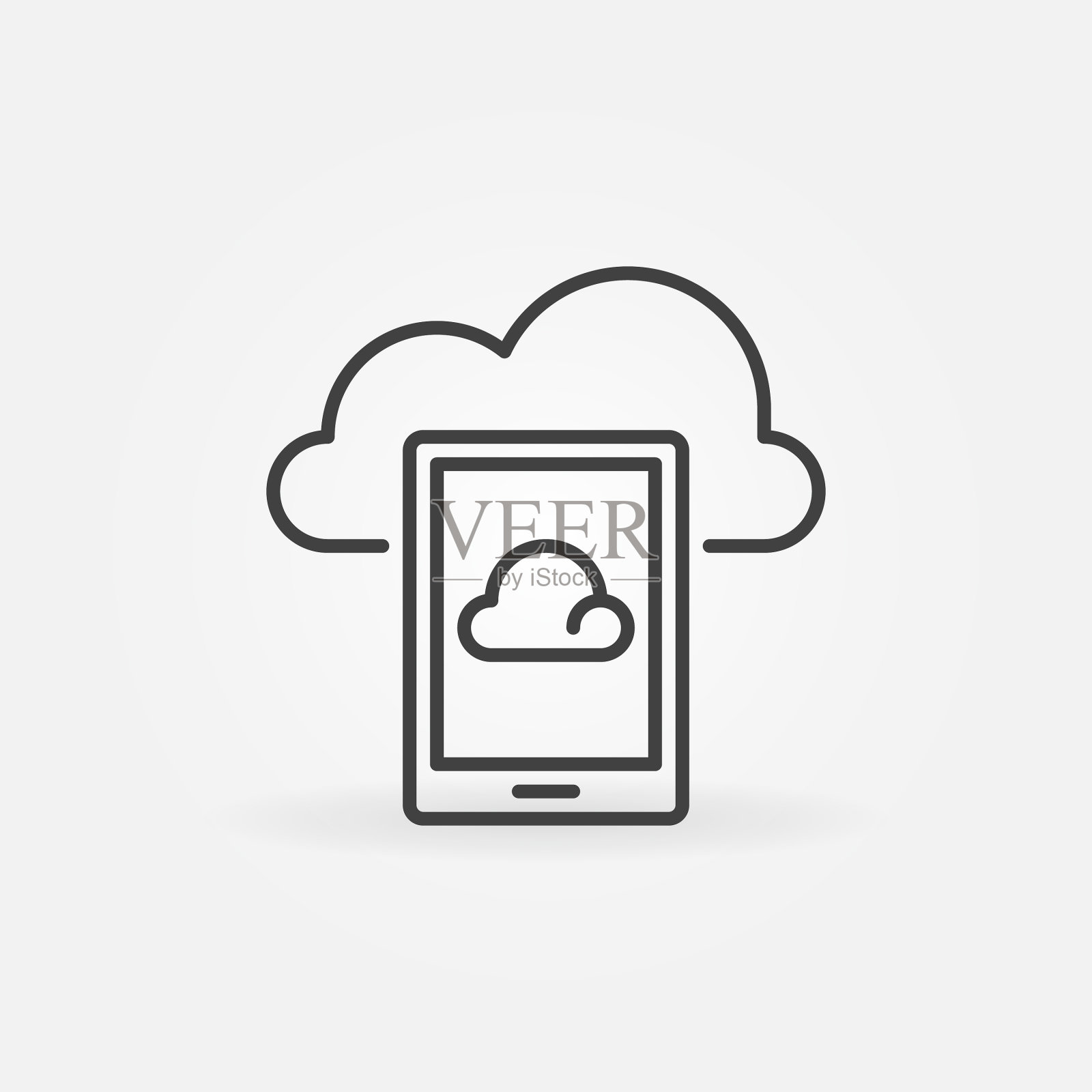 智能手机与云线性图标-云插画图片素材