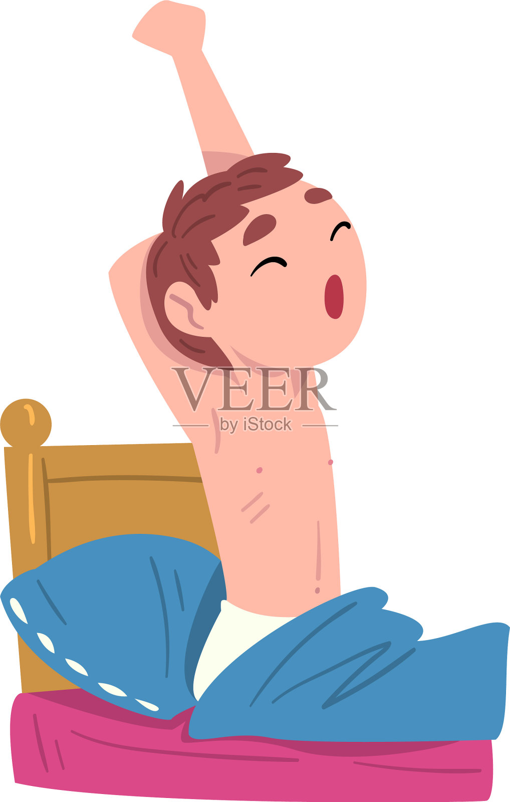 男孩每天醒来，可爱的孩子打哈欠设计元素图片