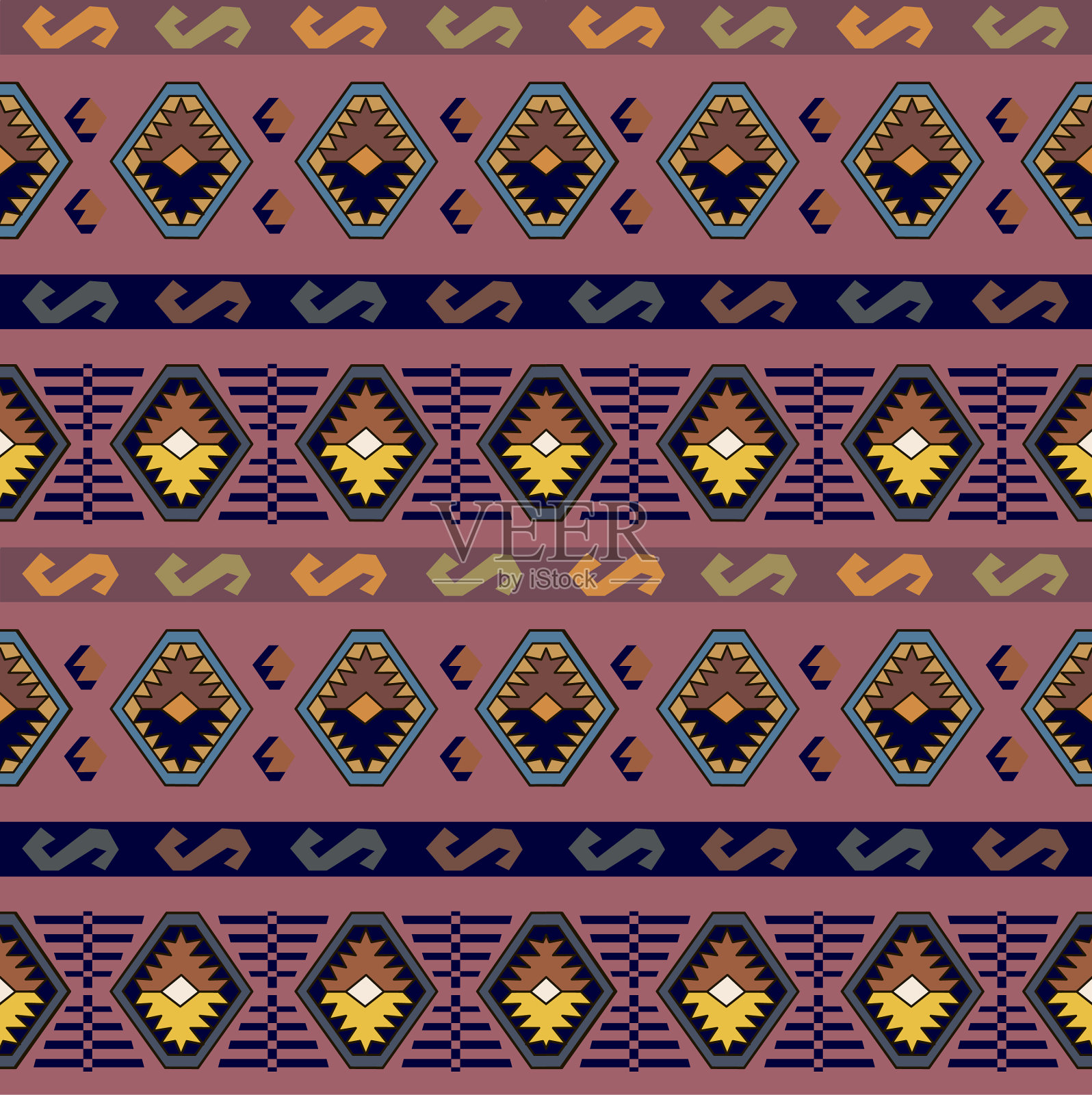 无缝图案复古部落民族点缀插画图片素材