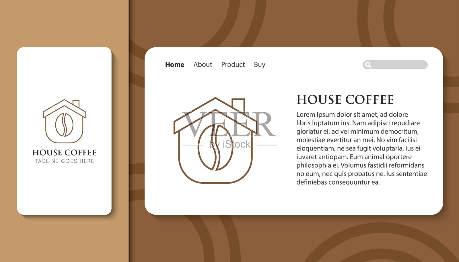 咖啡店图标和符号与移动应用程序和着陆页模板矢量插图插画图片素材