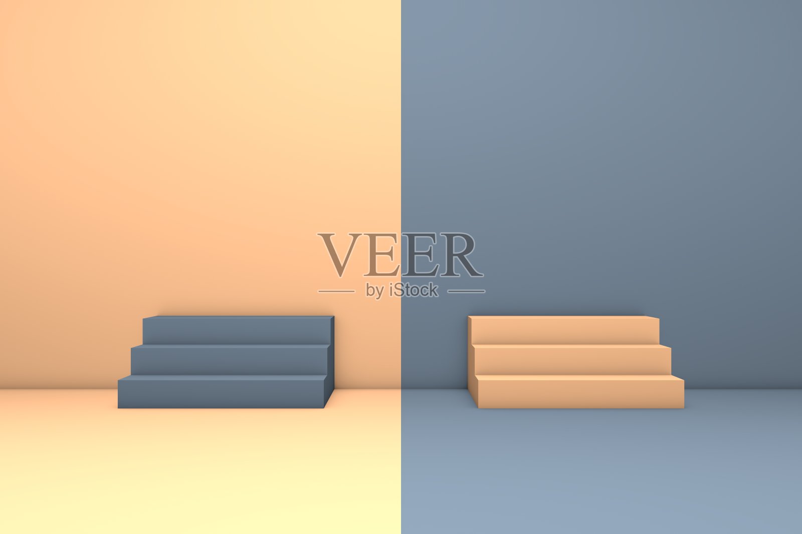 3D黄蓝看台照片摄影图片