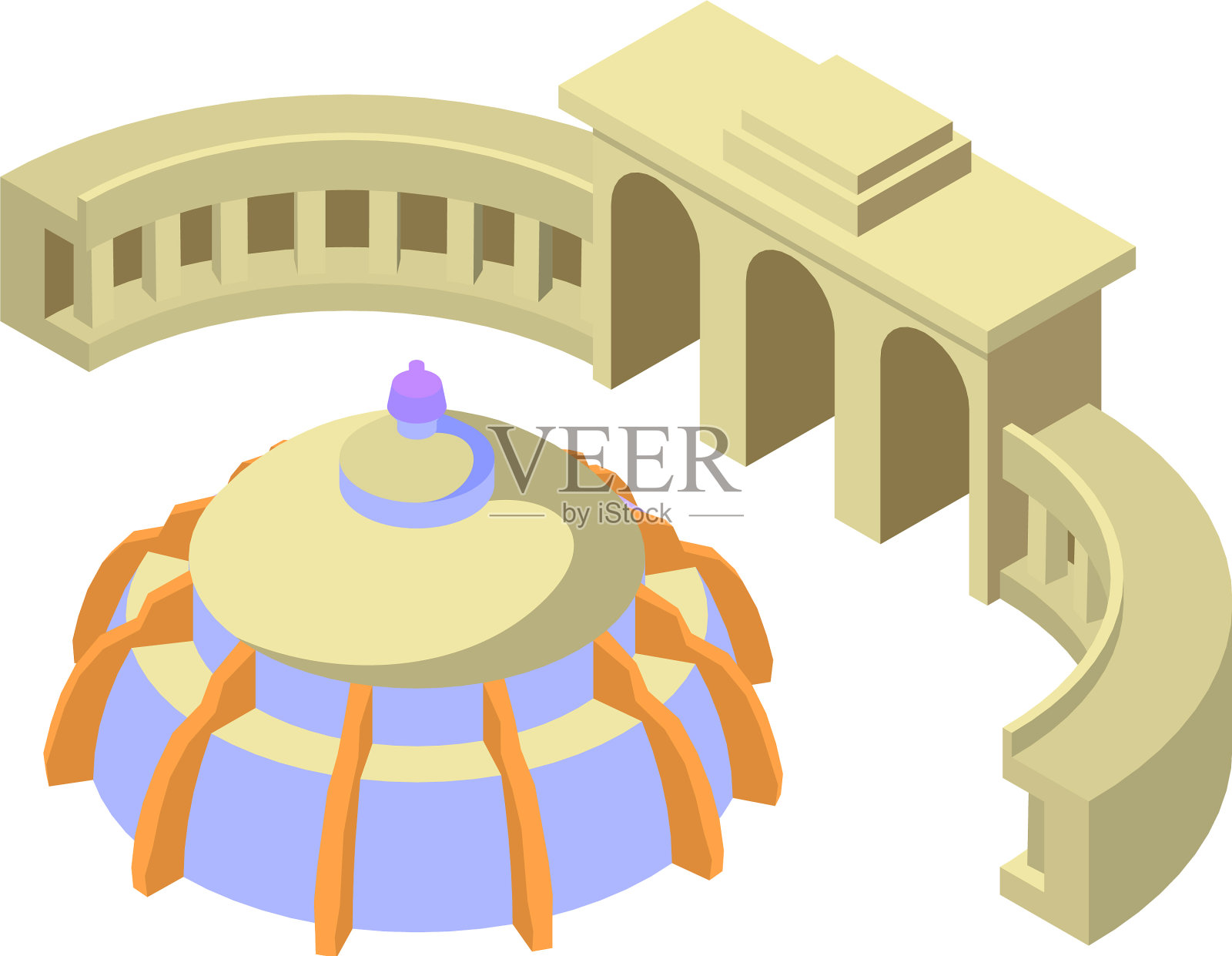 比利时地标图标等距风格插画图片素材