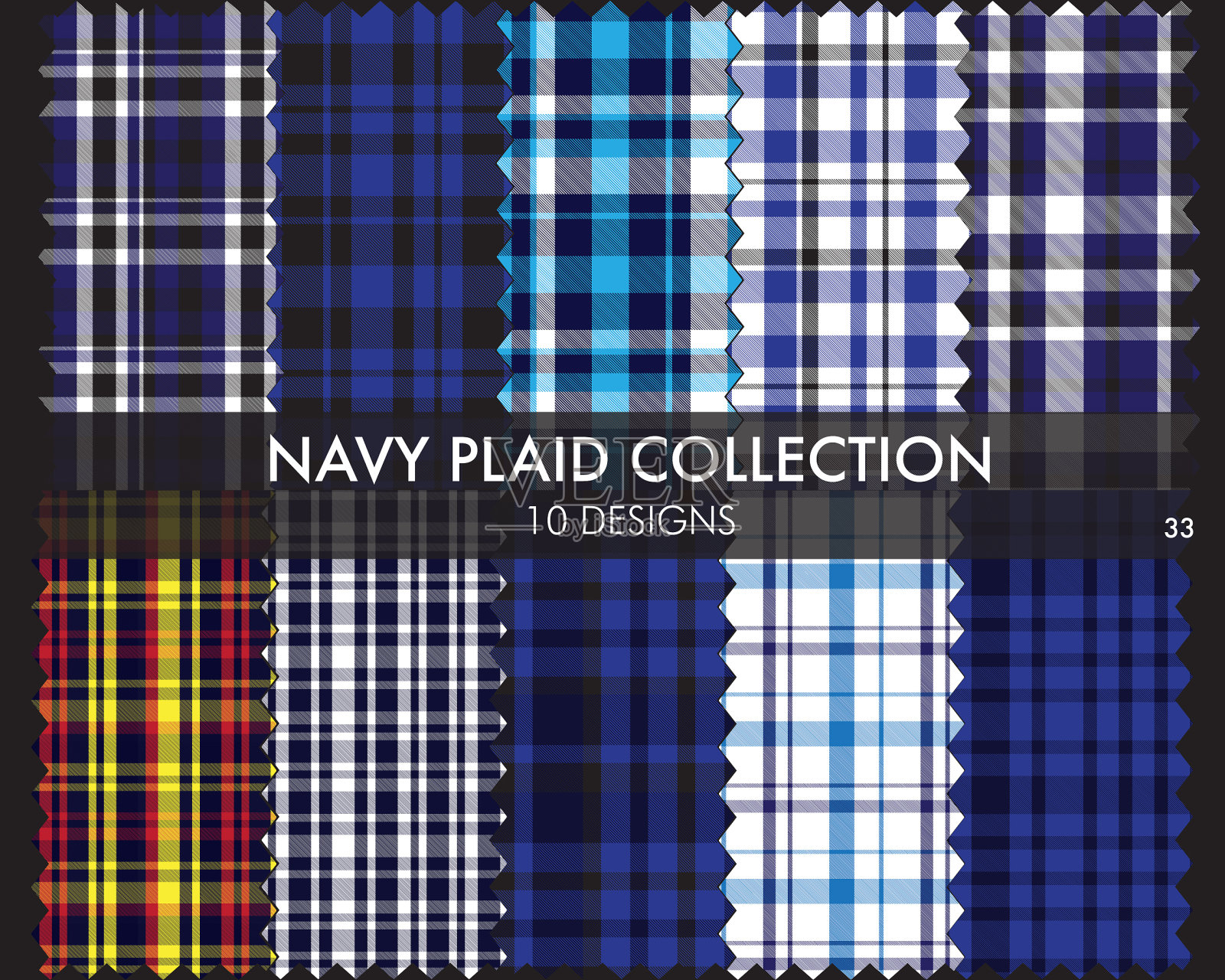 海军蓝格子无缝格子图案系列插画图片素材