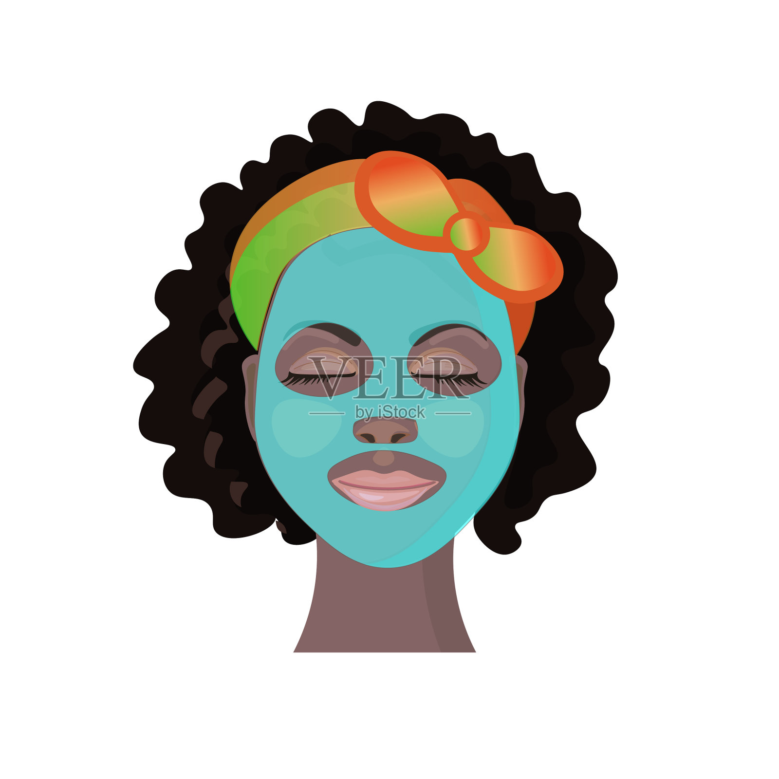 戴着蓝色化妆面膜的非洲妇女设计元素图片