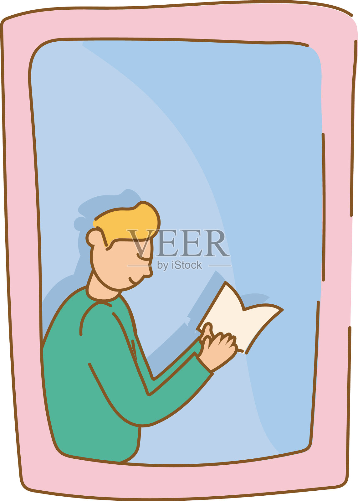 一个人在公寓窗户里看书设计元素图片