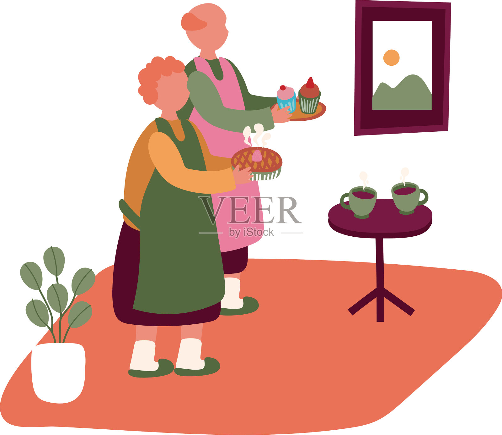 老人夫妇做饭糕点在家活动免费设计元素图片