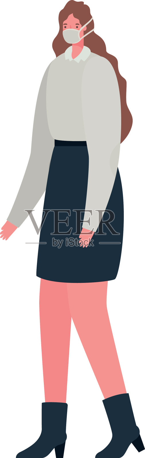 面具设计的女商人插画图片素材