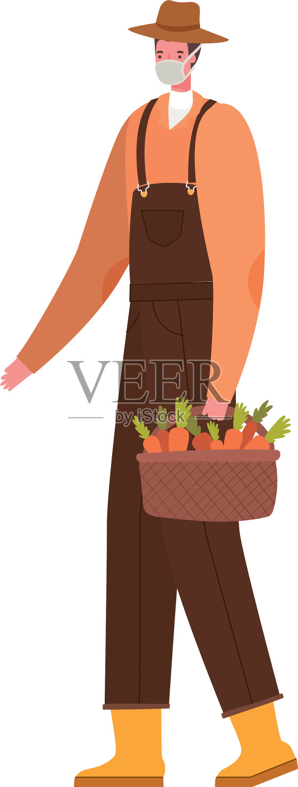 男性园丁与面具设计插画图片素材