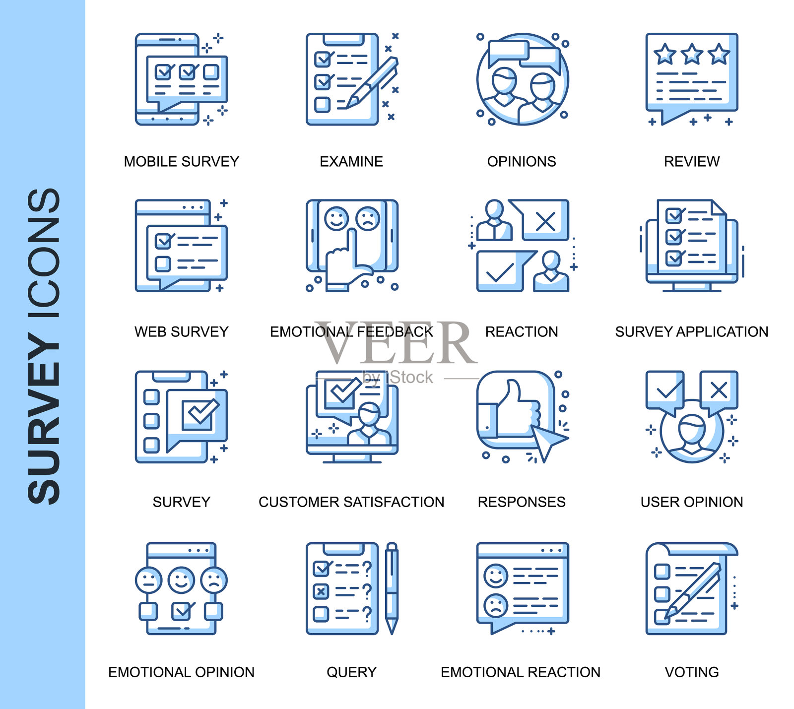 细线调查相关图标集图标素材