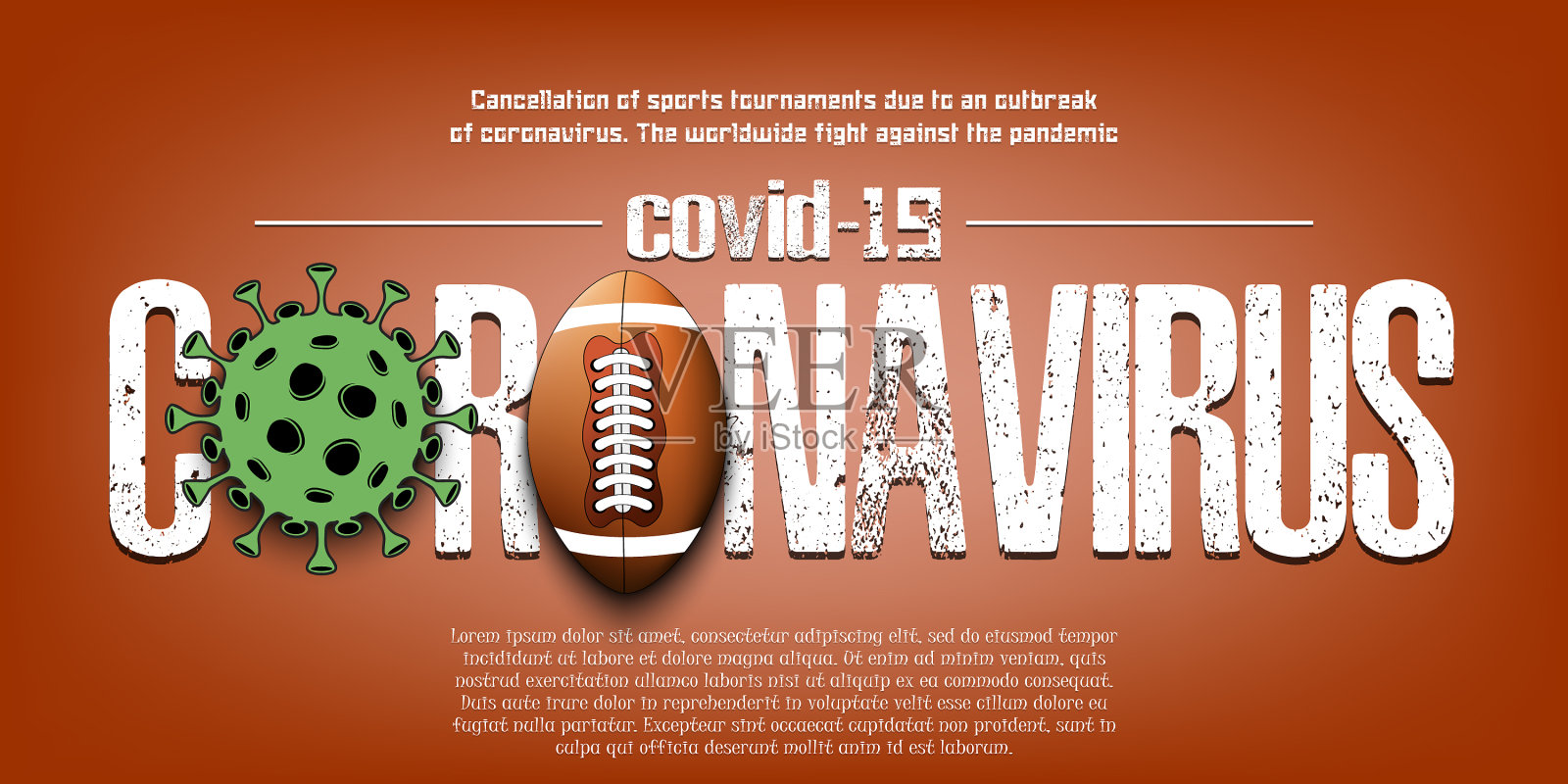 冠状病毒冠状病毒标志与足球插画图片素材