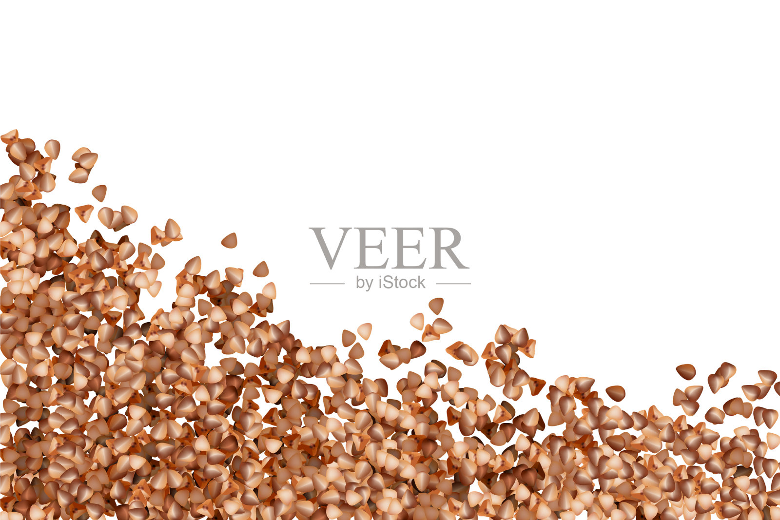 荞麦groats堆顶视图在白色的背景插画图片素材