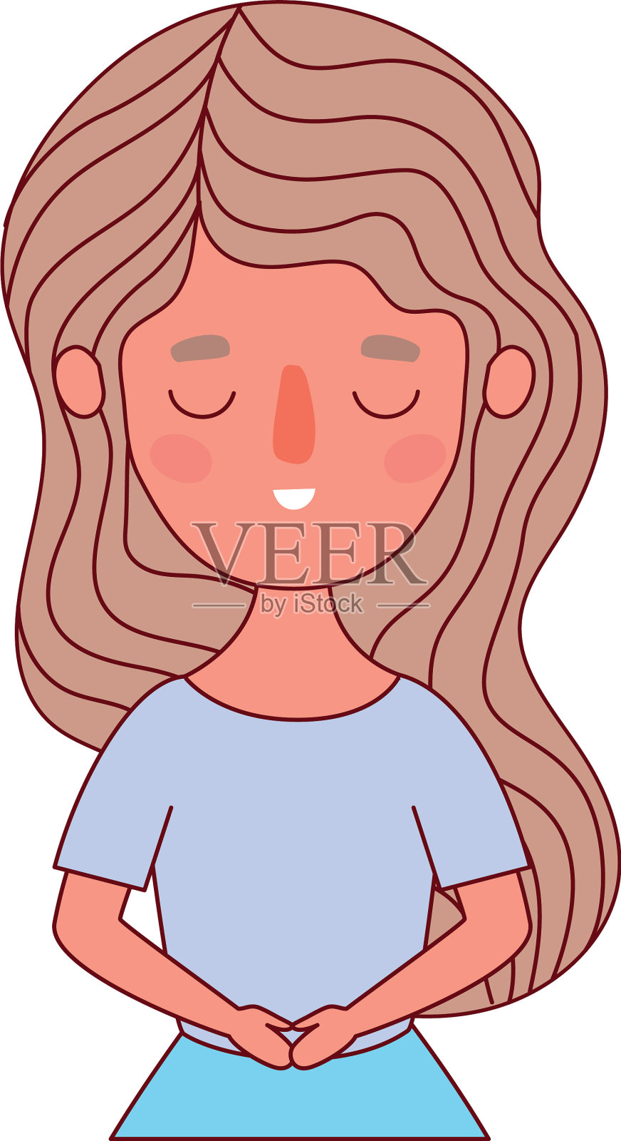 阿凡达女性卡通与棕色头发设计插画图片素材