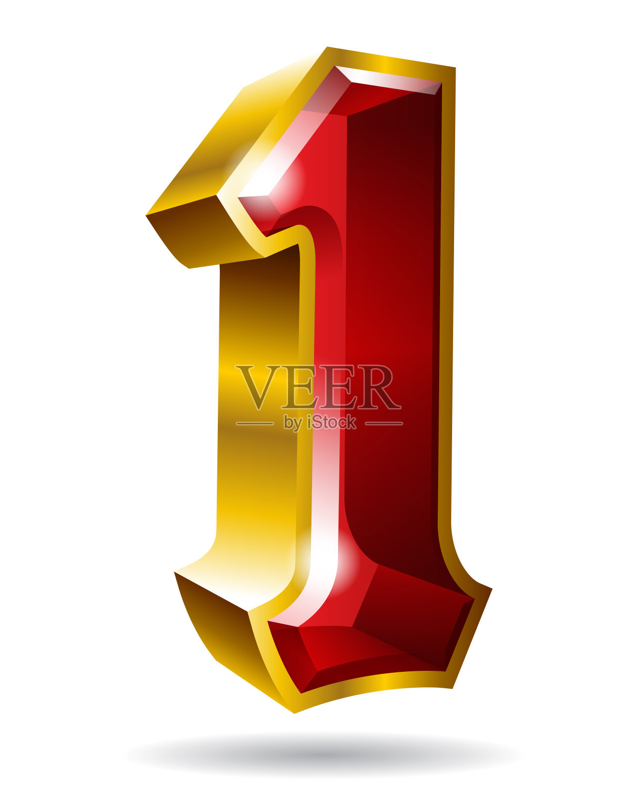 金色数字1矢量图形孤立在白色背景插画图片素材