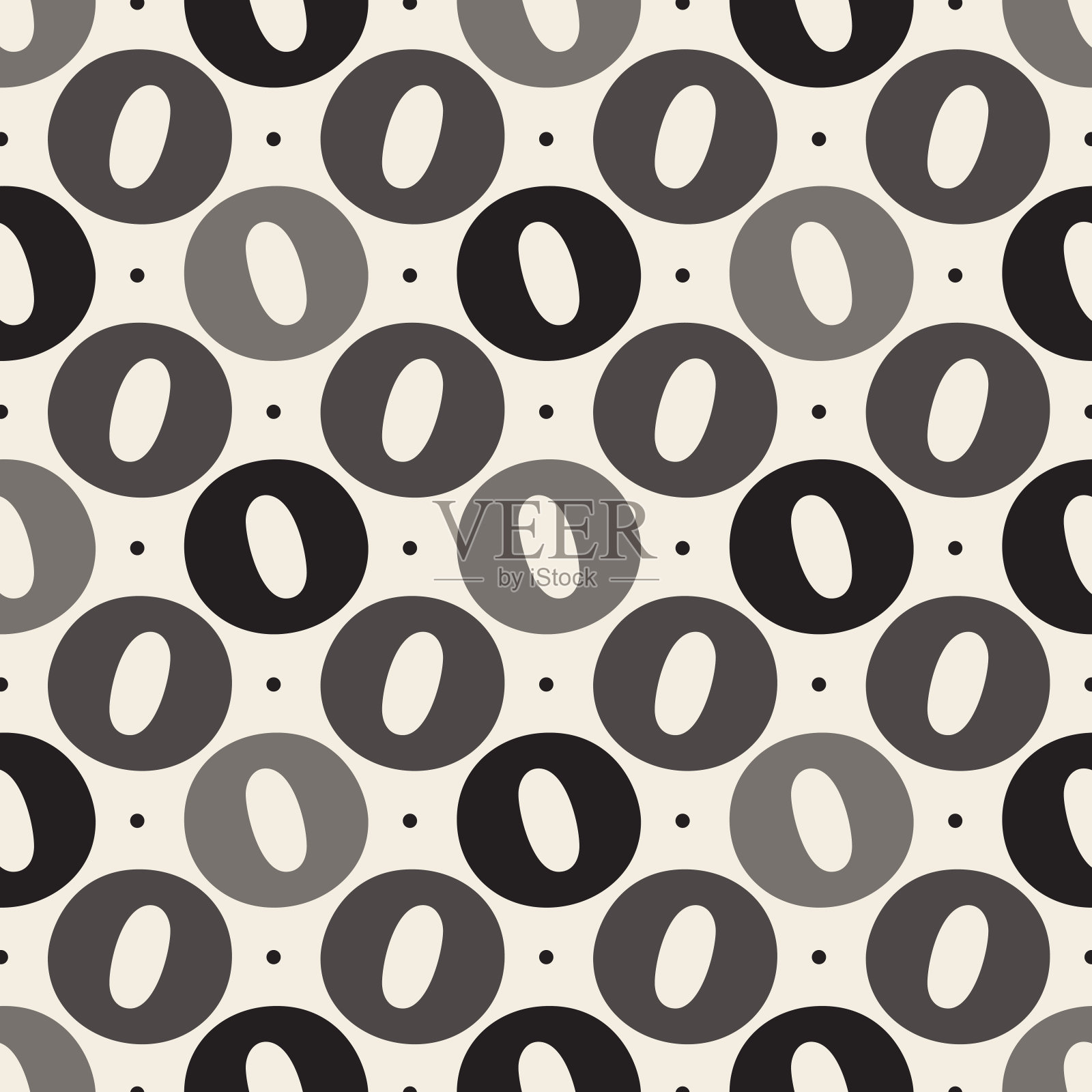 无缝单色几何图案背景与波尔卡朵形状插画图片素材