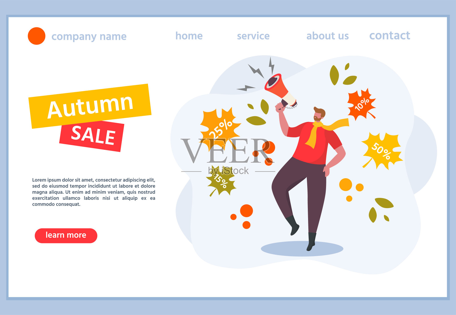 促销销售，秋日横幅与人落叶。插画图片素材