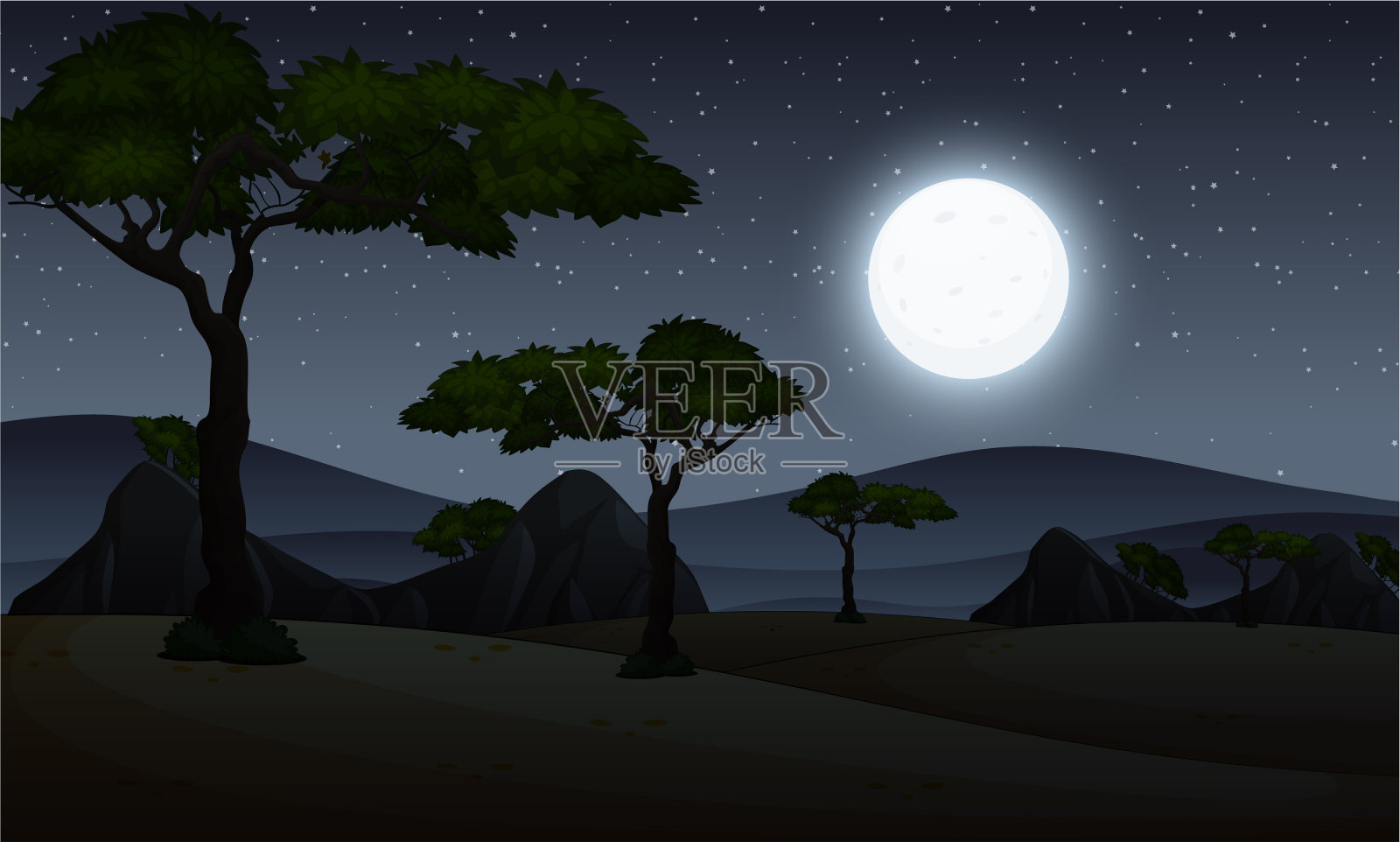 背景场景与黑暗的天空在公园插画图片素材