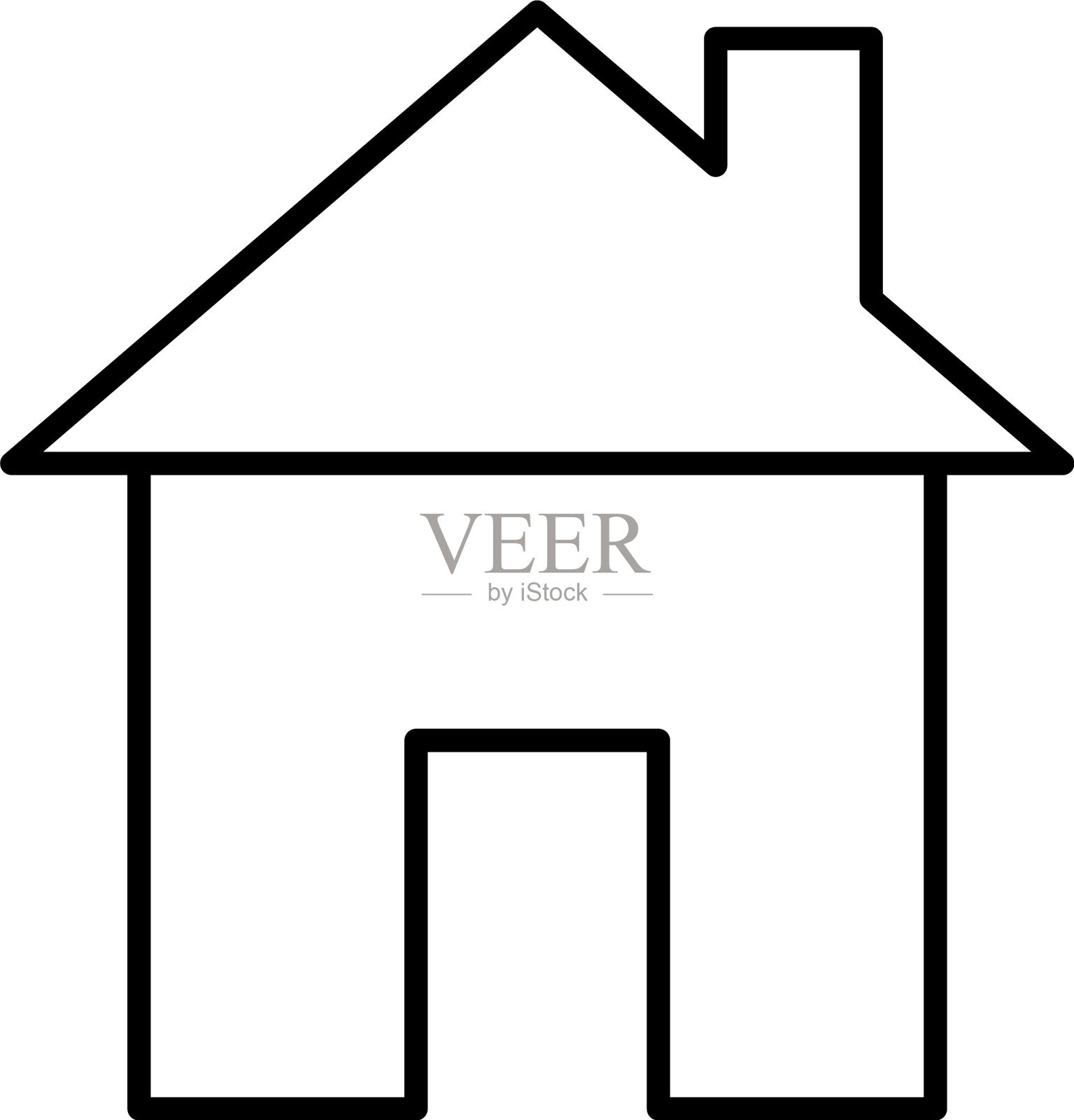 房屋正面立面线条风格图标设计元素图片