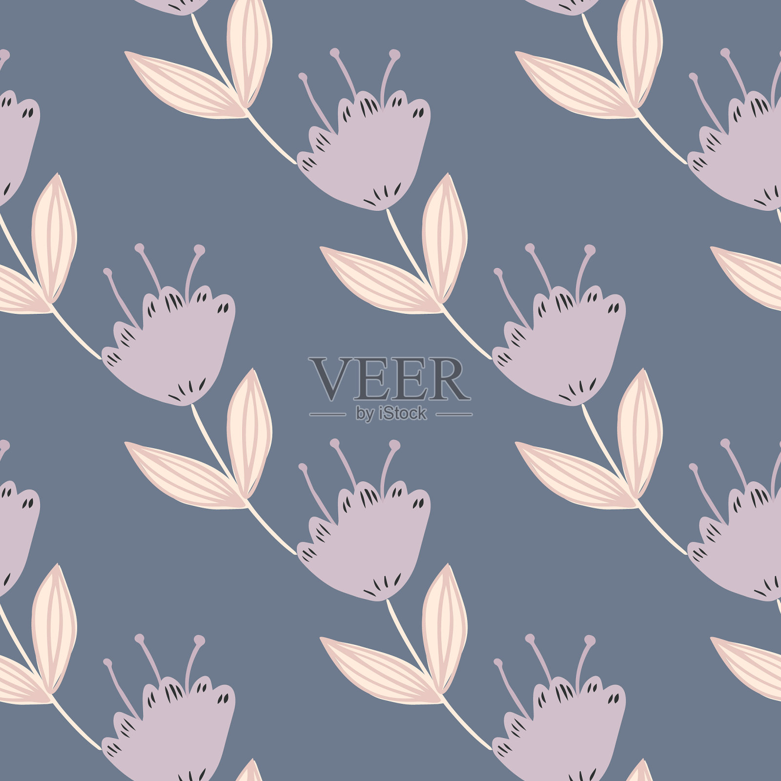 几何小花无缝图案中插画图片素材