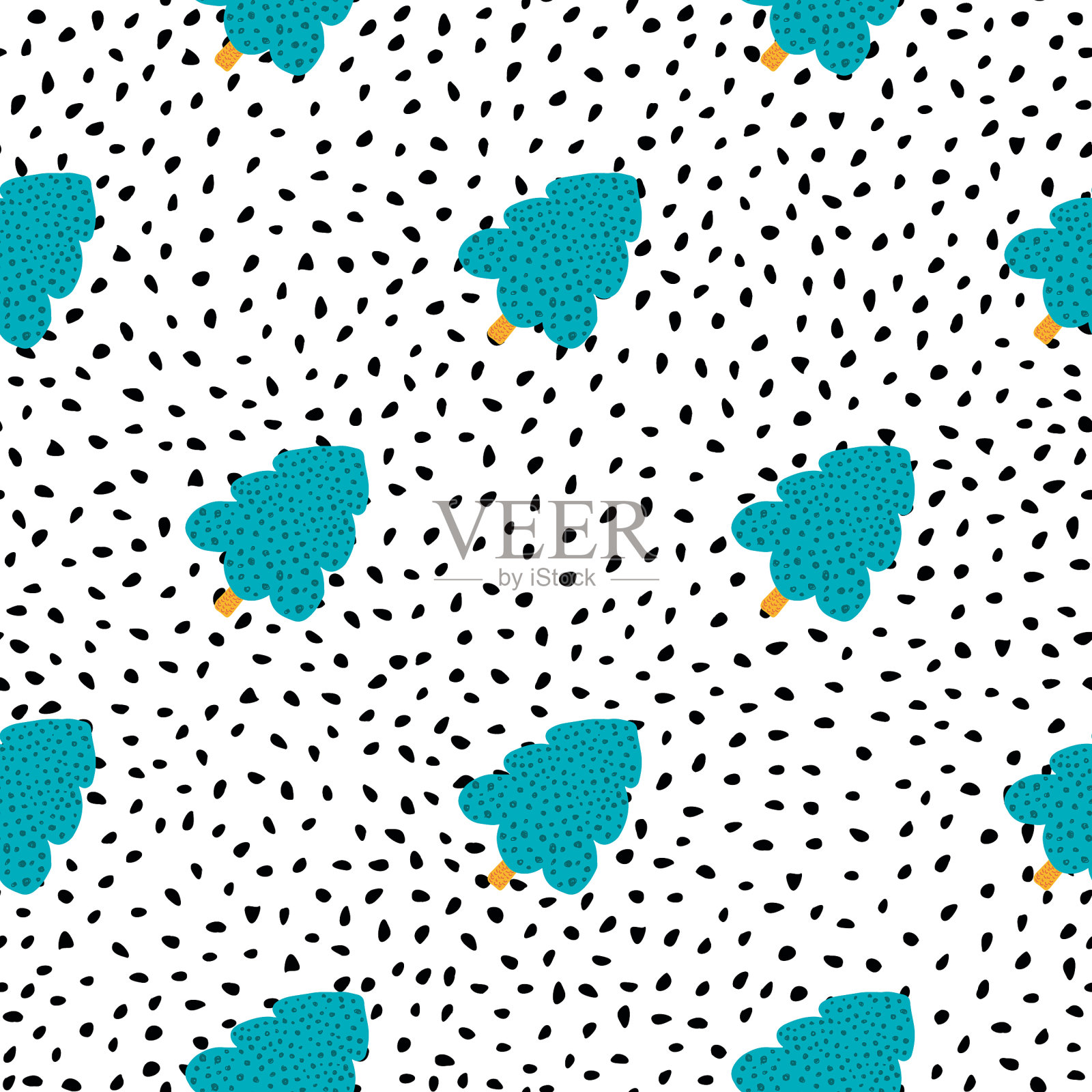 松树林上的圆点无缝图案插画图片素材