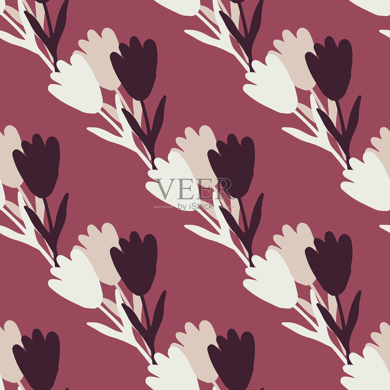 浪漫的鲜花花束无缝的粉红色图案插画图片素材