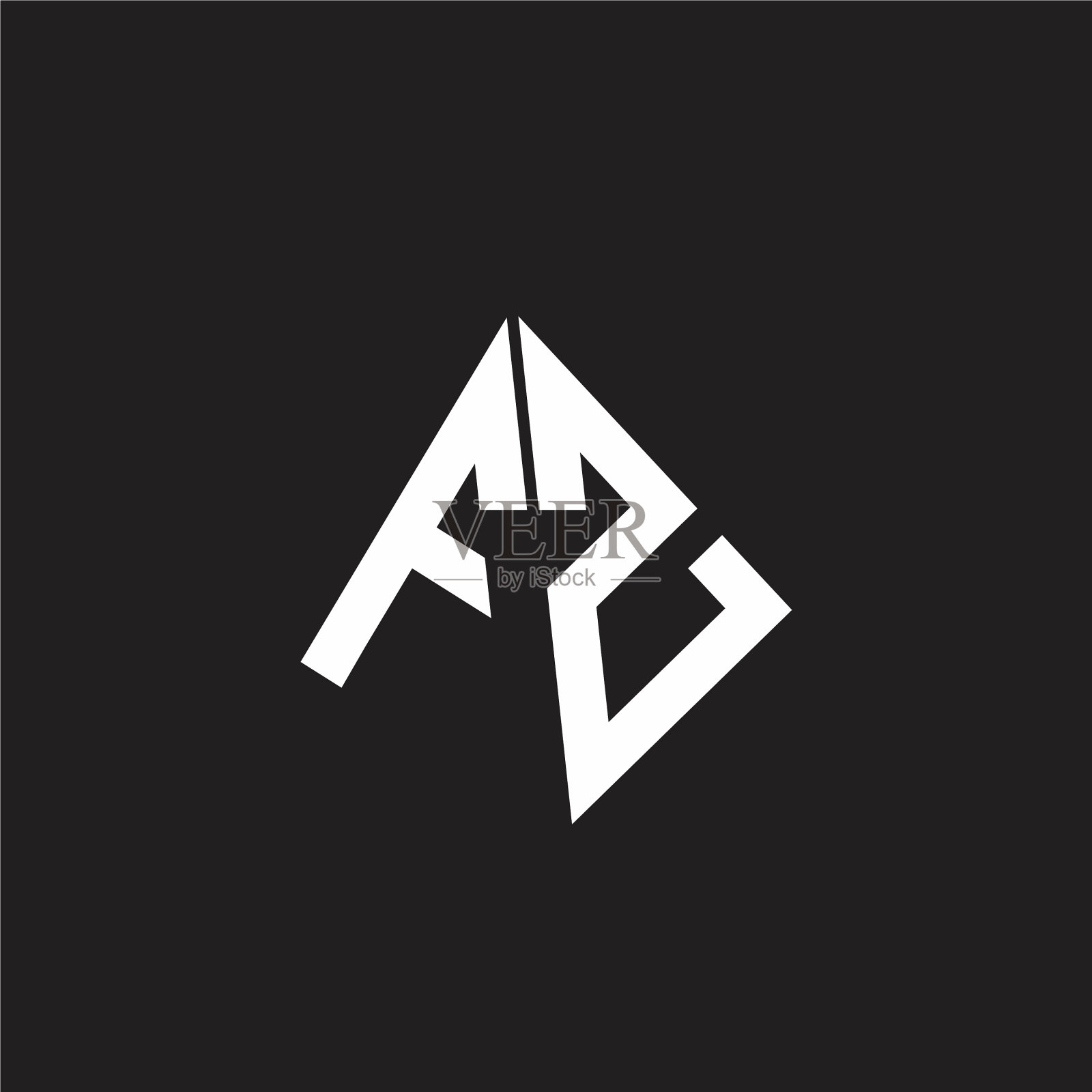 Fz标志字母与突出的三角形形状插画图片素材