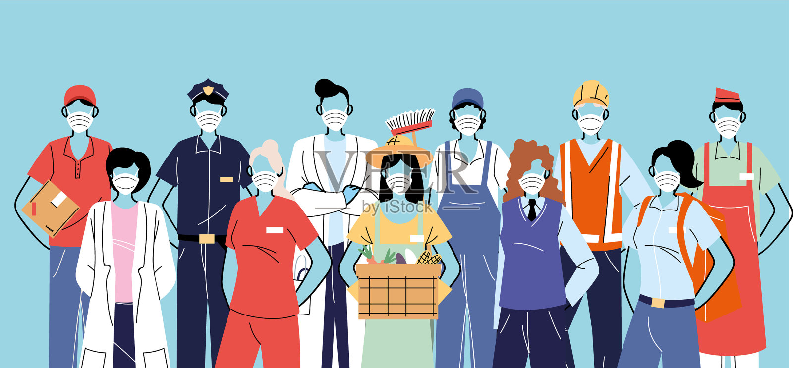 感谢各位重要的工作者各行各业插画图片素材