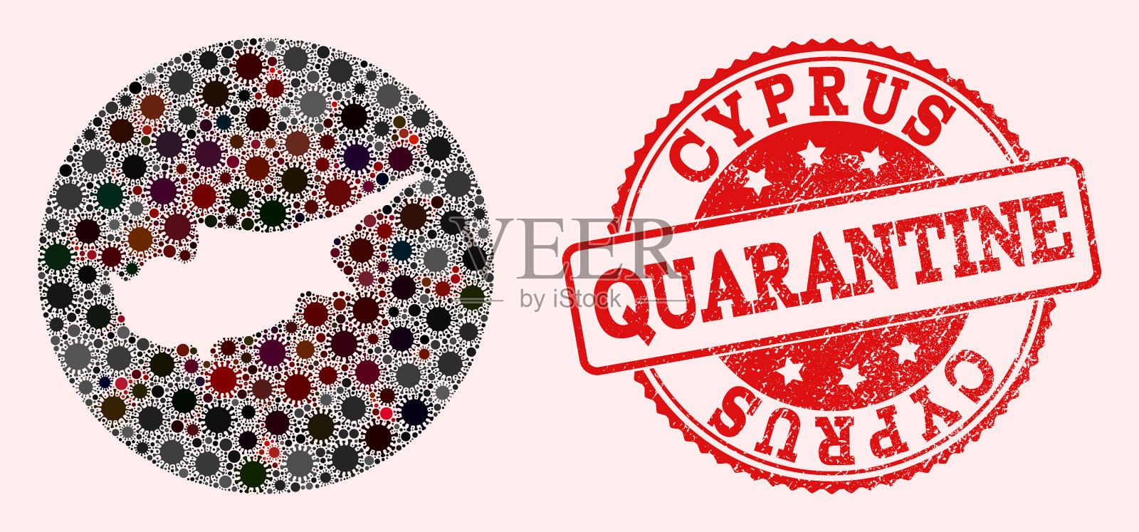 冠状病毒模板圆地图塞浦路斯岛插画图片素材