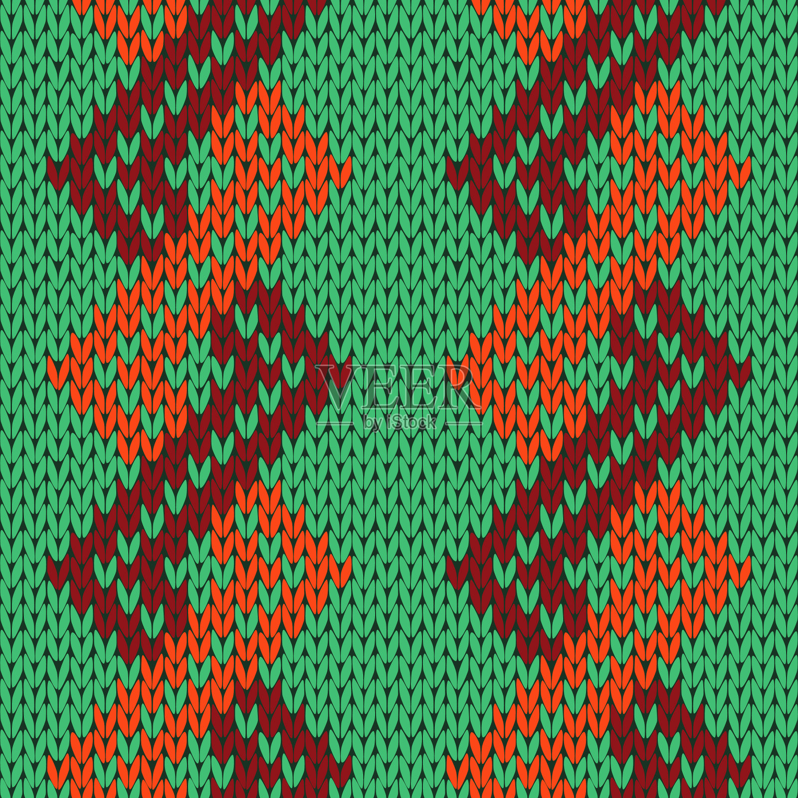针织无缝之字形图案在绿橙色插画图片素材