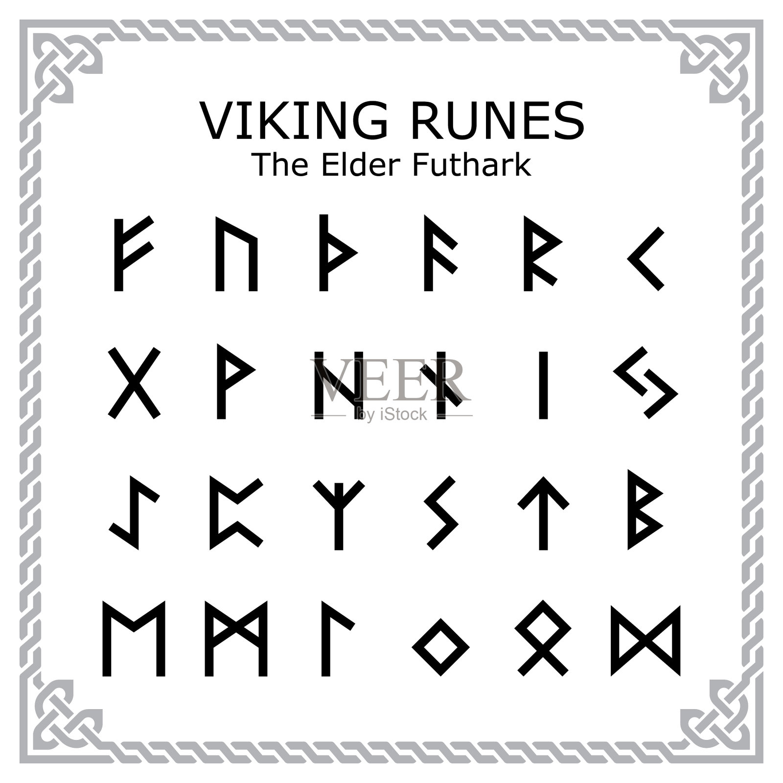 维京符文-古老的未来方舟字母表插画图片素材