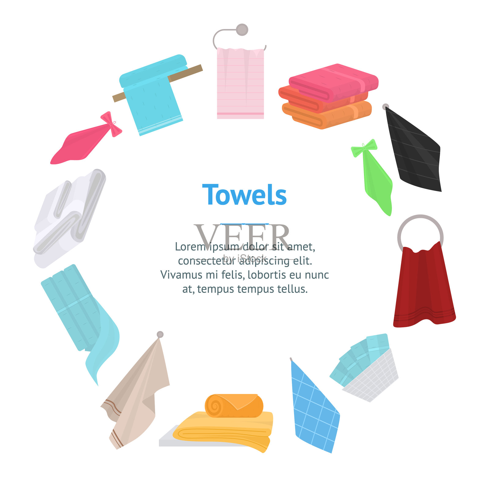 卡通色彩手和浴巾横幅图标素材