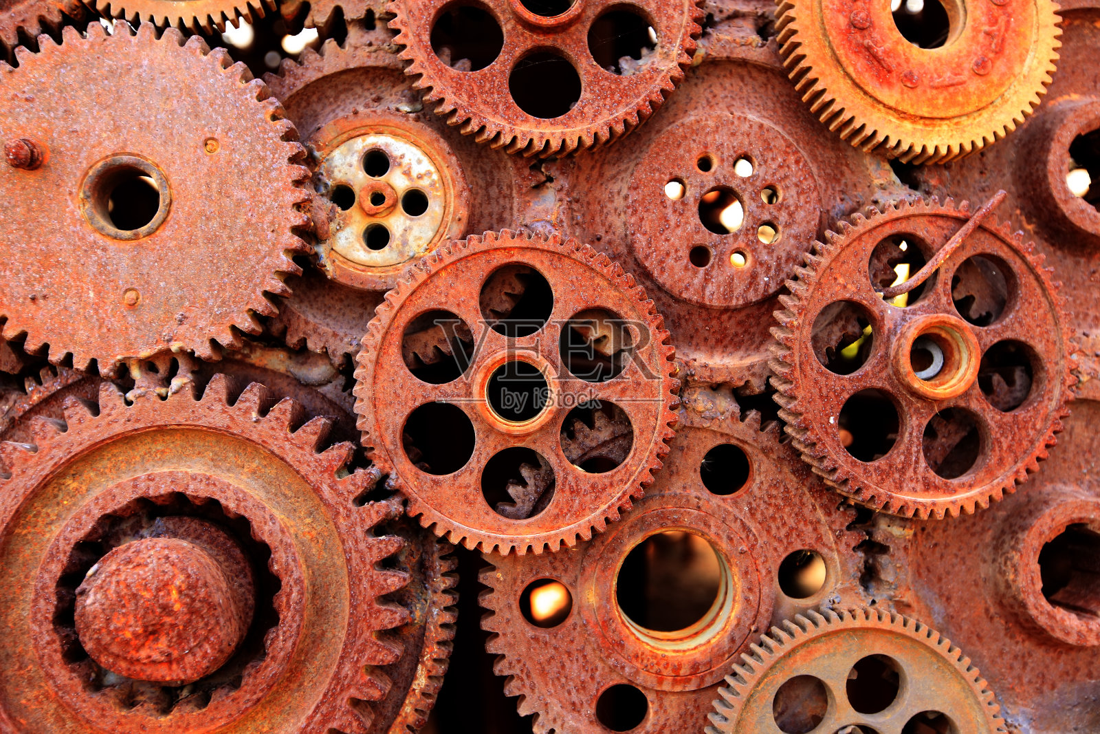 生锈的齿轮对齐照片摄影图片