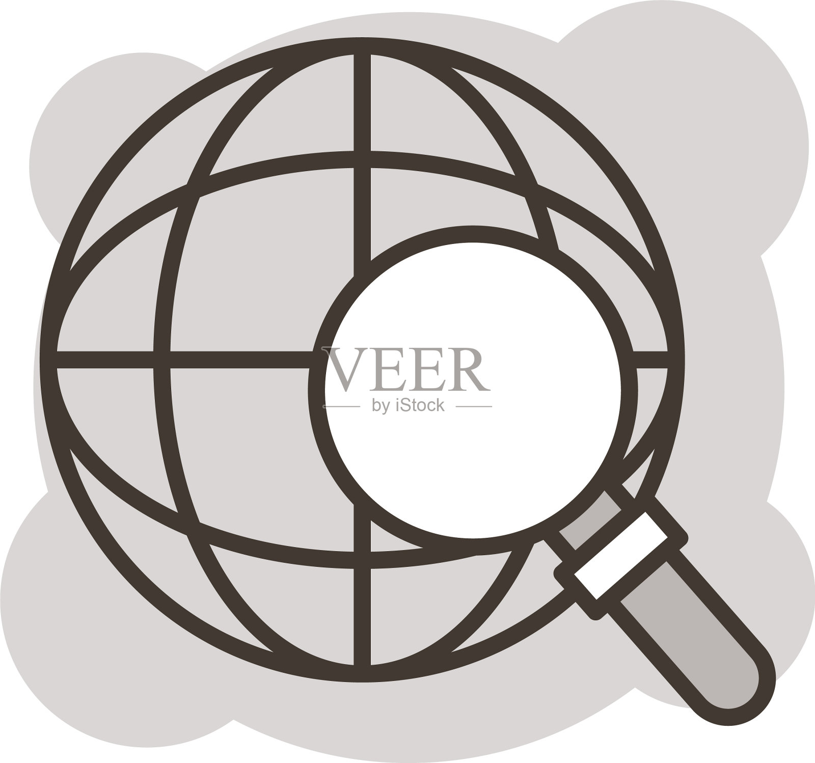 球面浏览器与语音气泡线风格图标素材