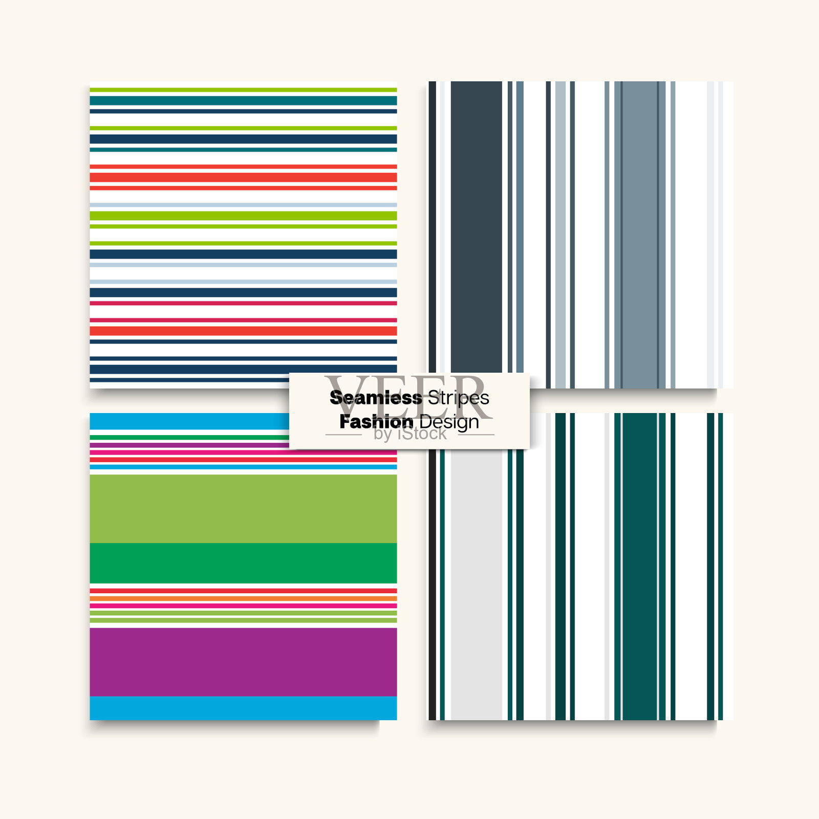 水手条纹无缝纹理设置时髦插画图片素材