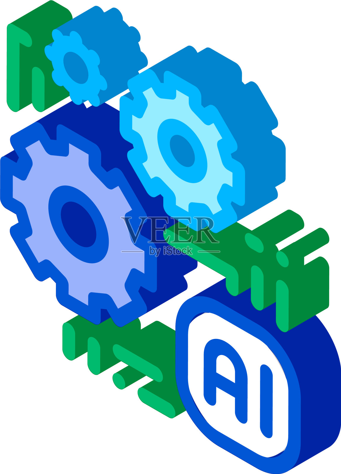 人工智能ai芯片等距图标设计元素图片