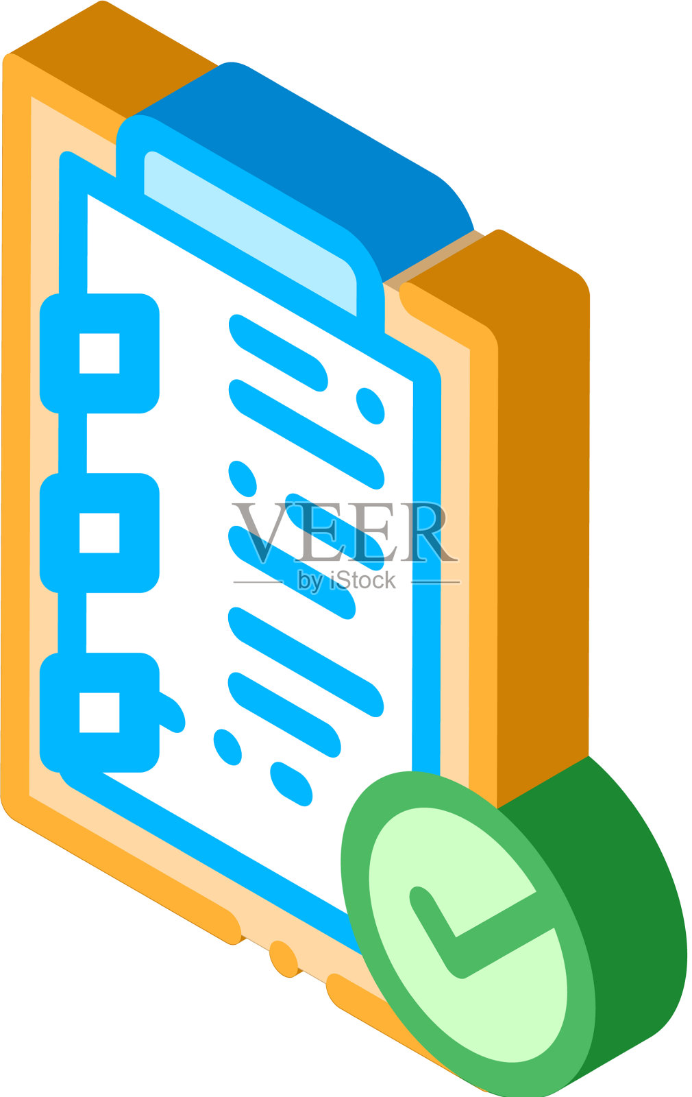 片剂夹与认可的检查表等距图标素材