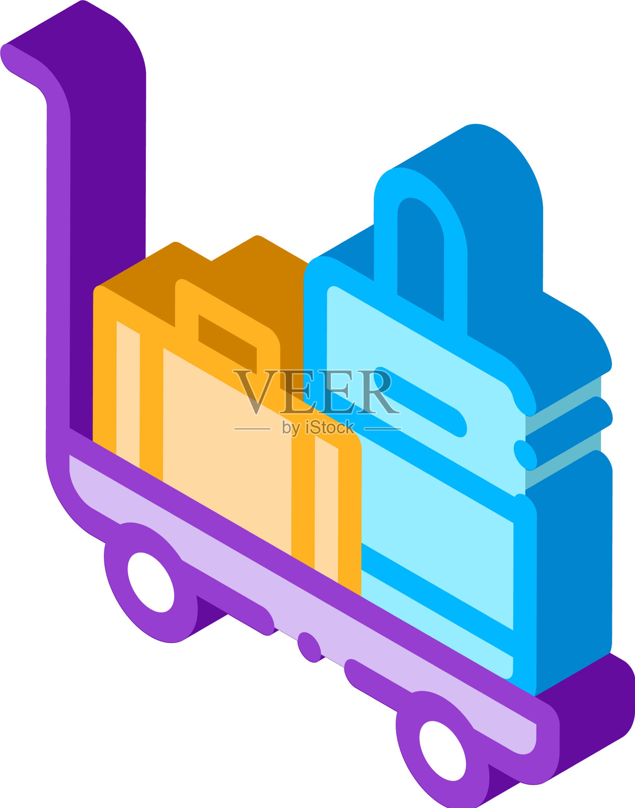 行李车与手提箱等距图标设计元素图片