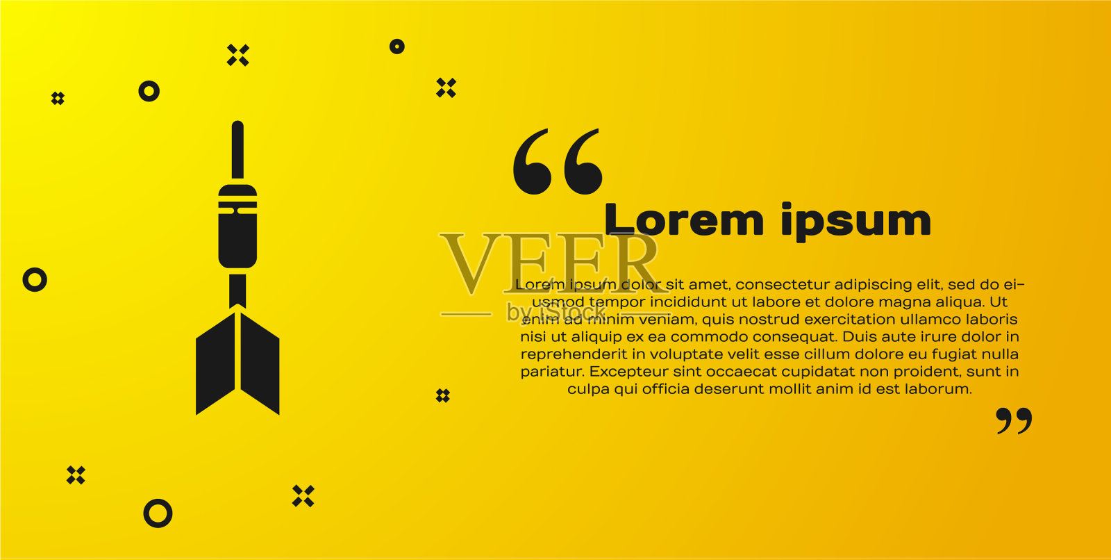 黑色飞镖箭头图标孤立在黄色上插画图片素材