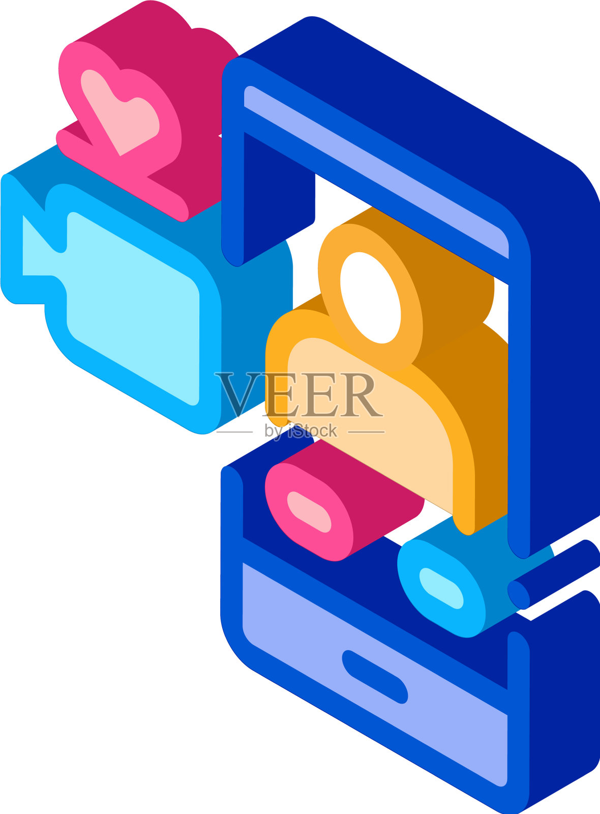 浪漫视频呼叫等距图标图标素材