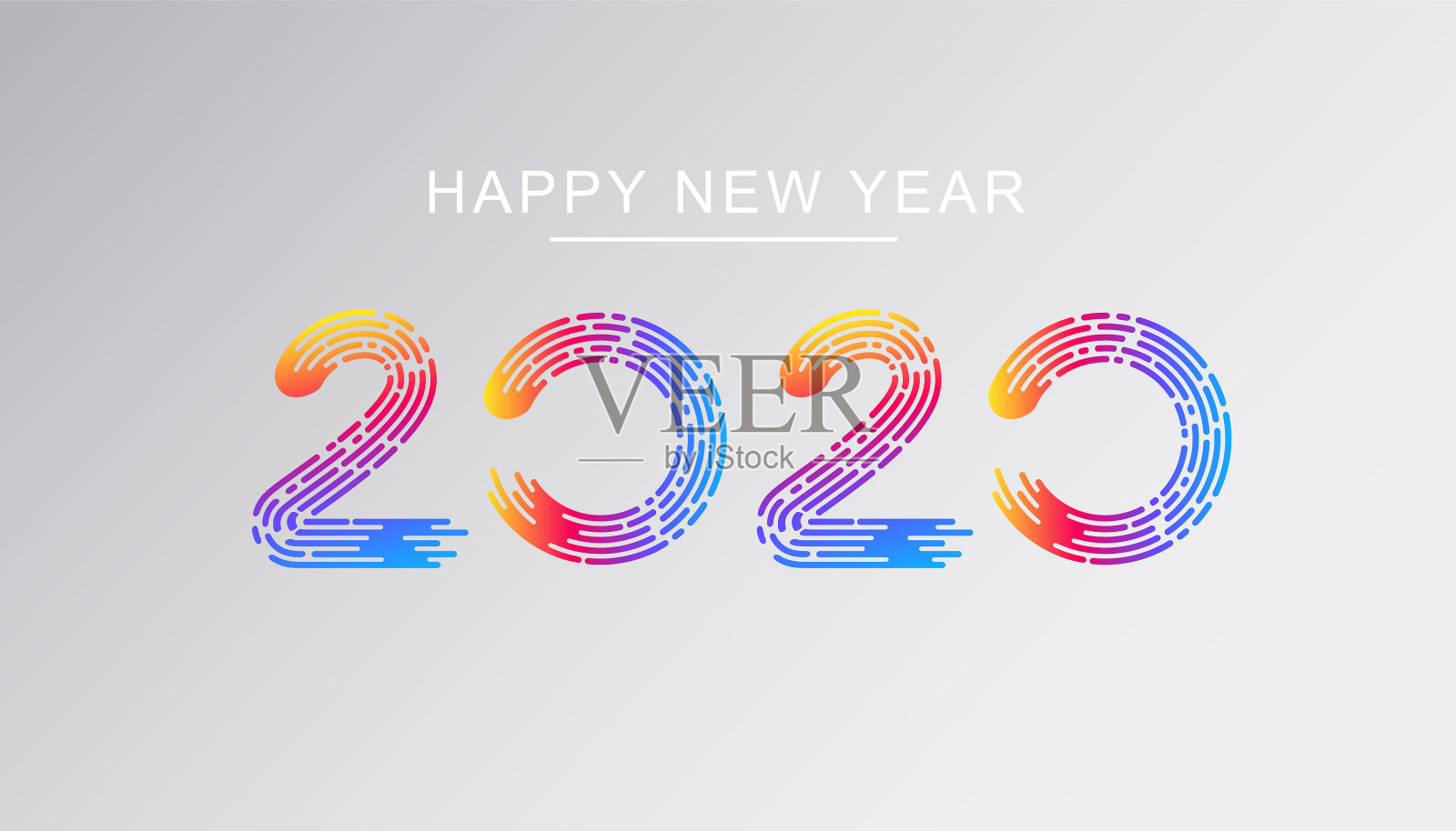 新年快乐2020横幅模板插画图片素材