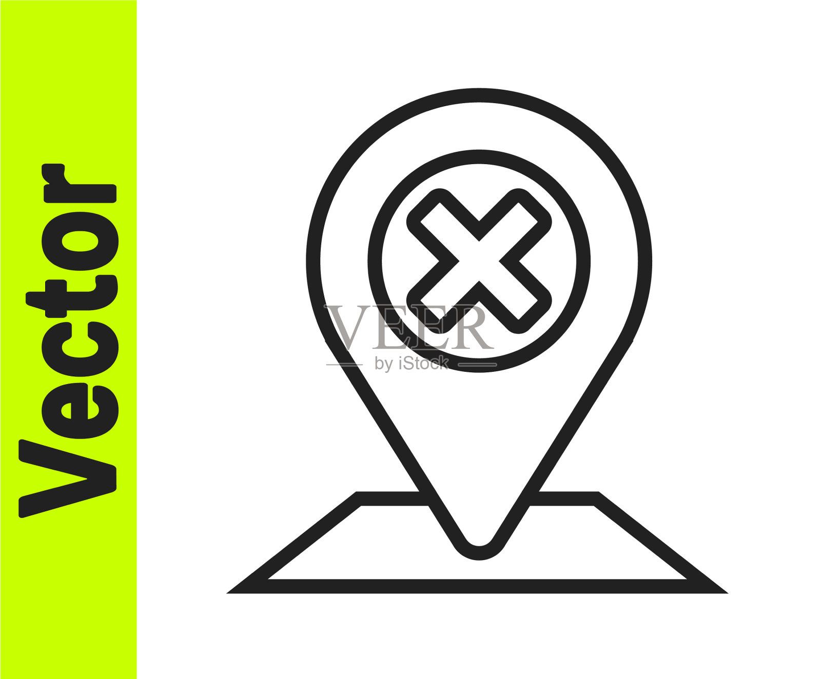 黑线地图引脚图标隔离在白色插画图片素材