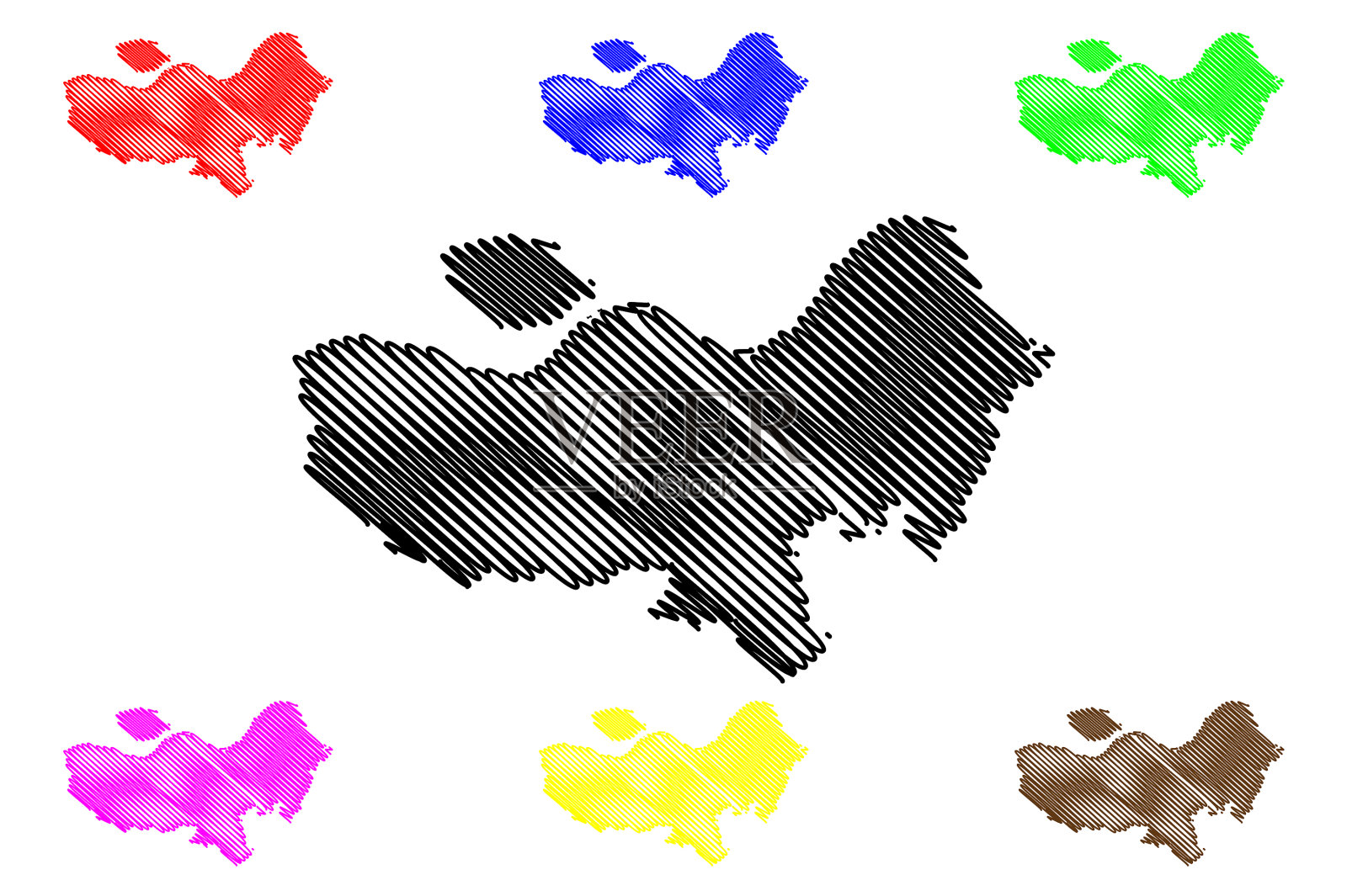 奥尔堡城市王国丹麦地图涂鸦插画图片素材