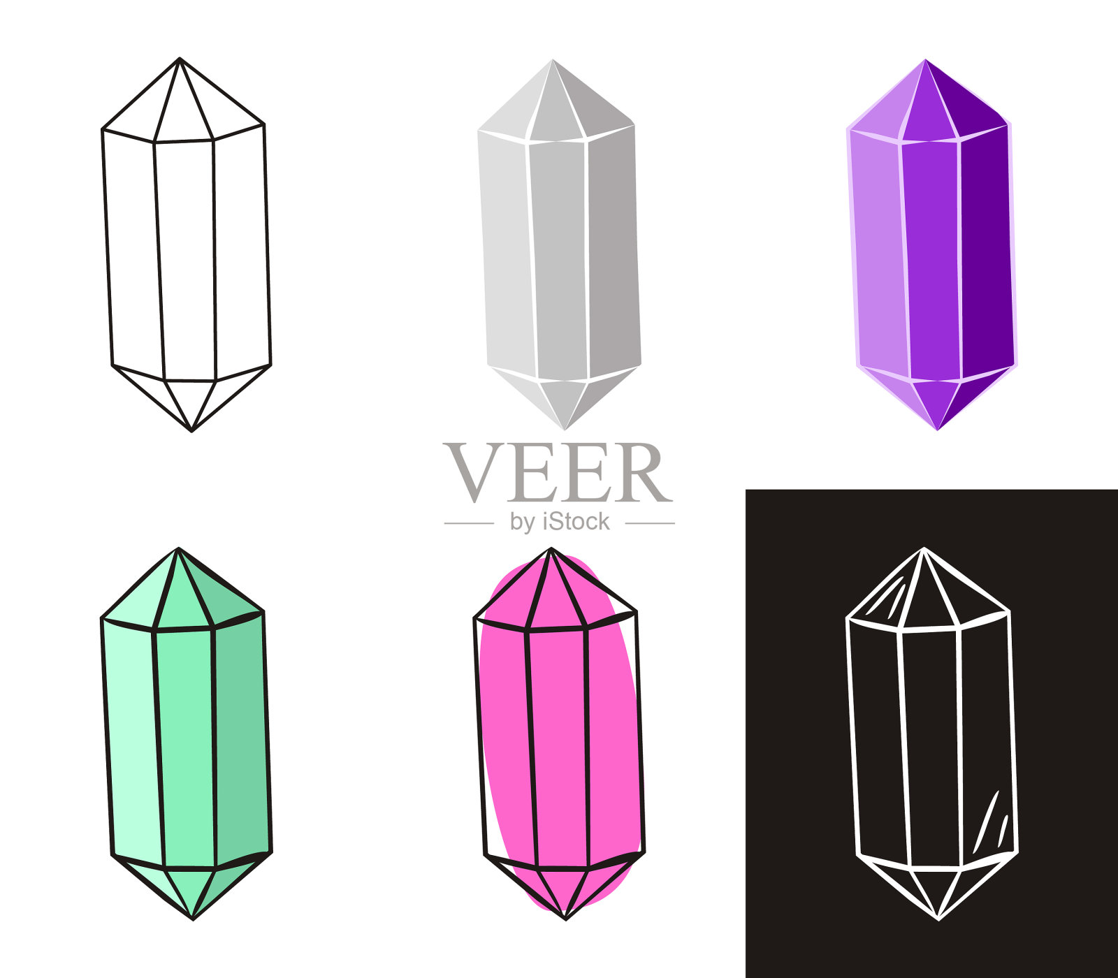 一组不同风格的水晶插画图片素材