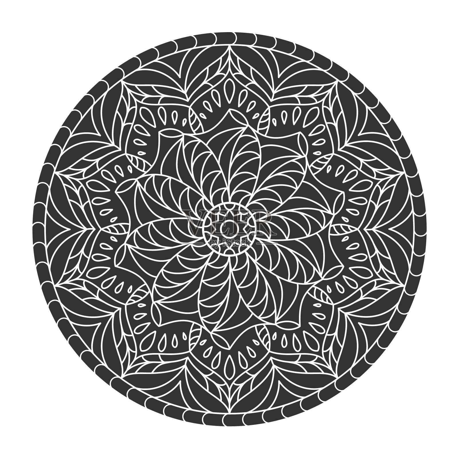 圆形图案填充剪影孤立上插画图片素材