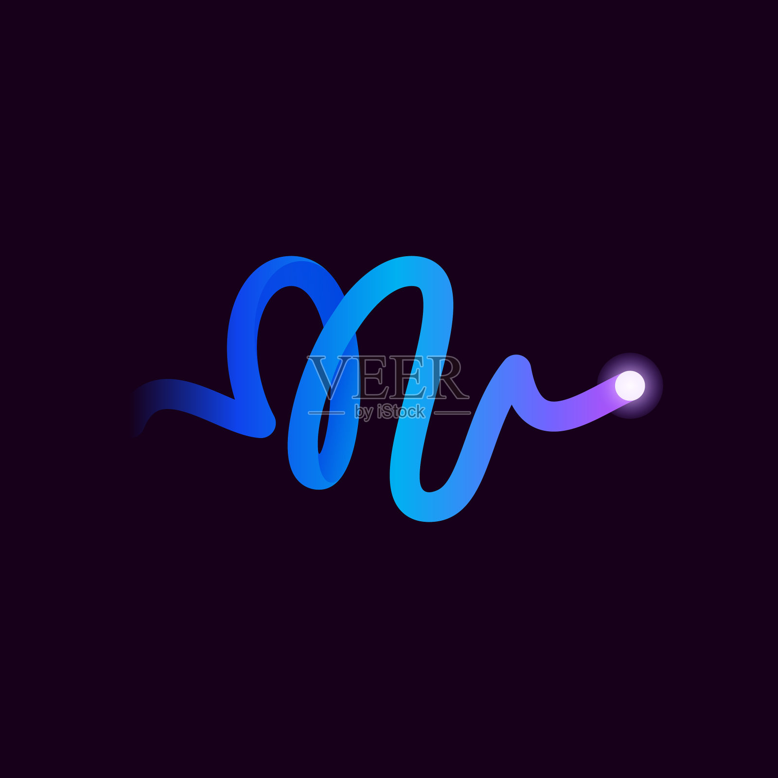 N字母标志与渐变线和闪光点插画图片素材