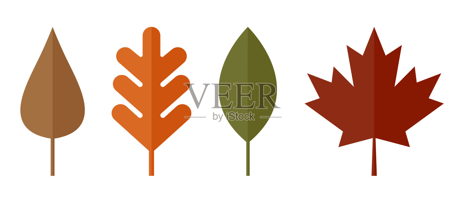 秋叶平立图标插画图片素材