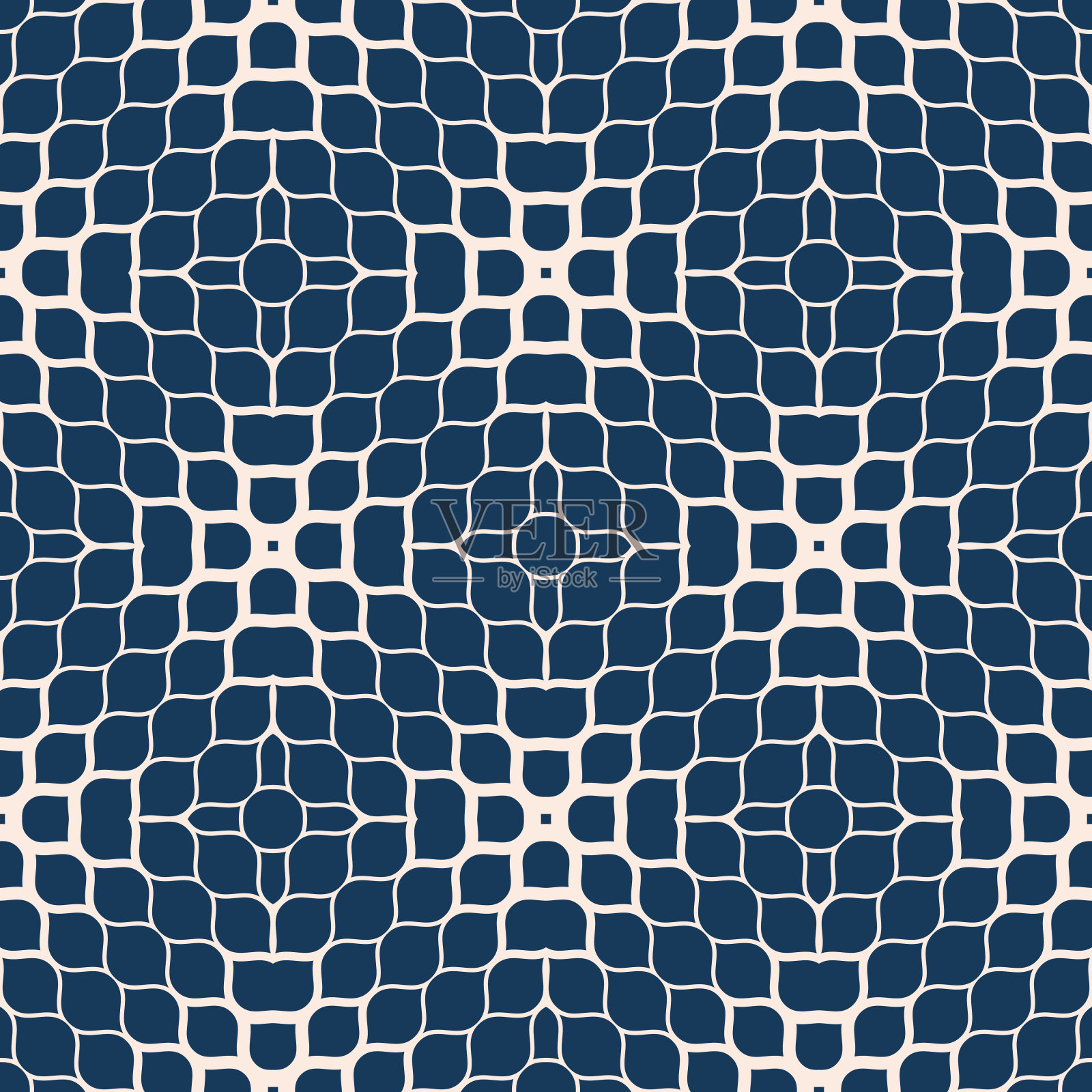 矢量半色调网格纹理。蓝色和米色抽象几何无缝图案插画图片素材