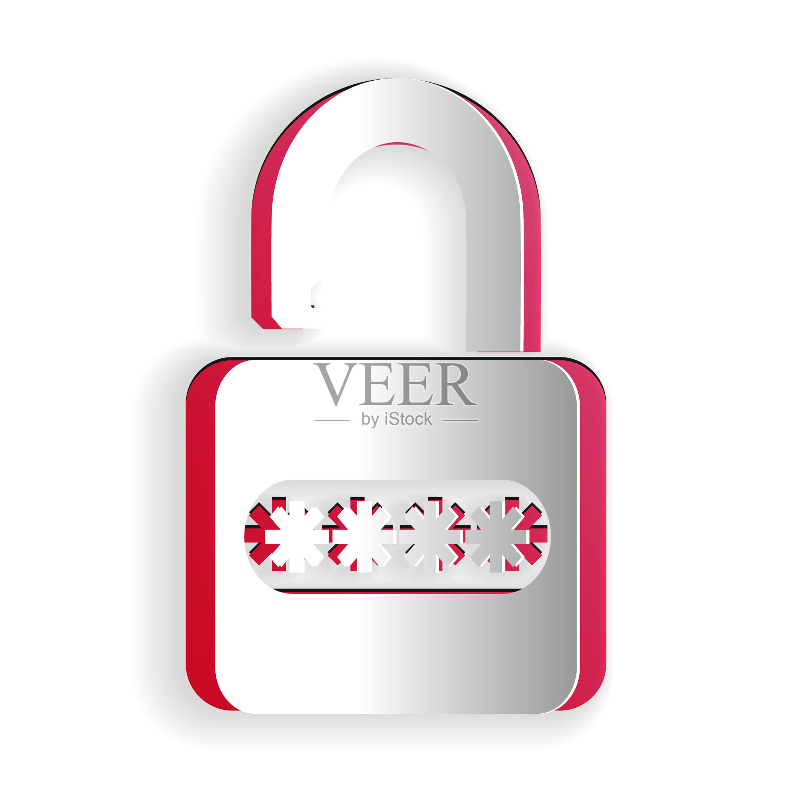 剪纸密码保护和安全访问图标隔离在白色背景。锁定图标。安全、安全、保护、隐私的理念。纸艺术风格。向量插画图片素材