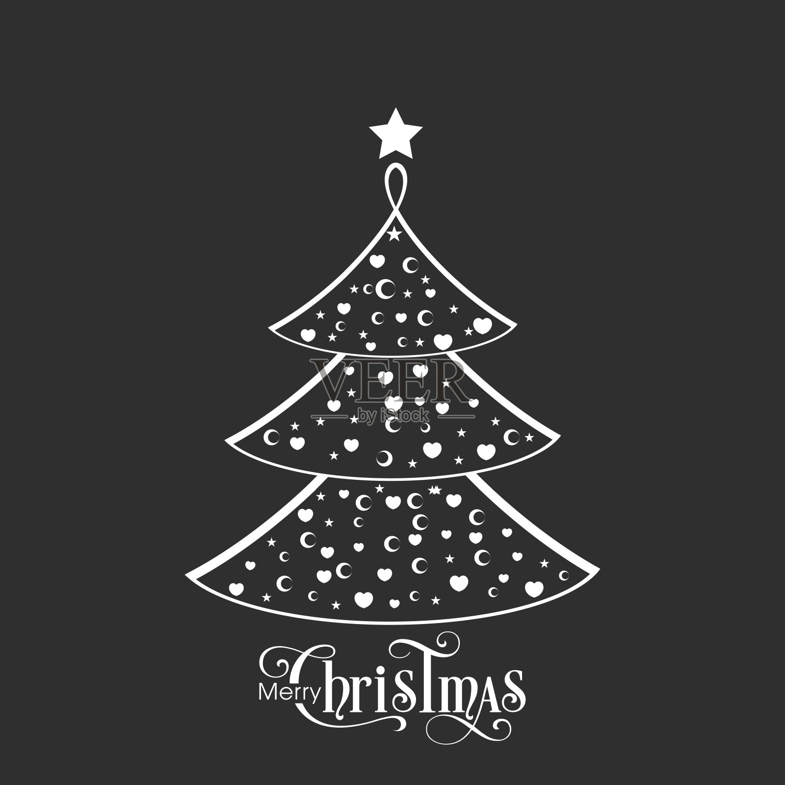 为庆祝基督教社区的节日，以圣诞树装饰圣诞快乐。插画图片素材