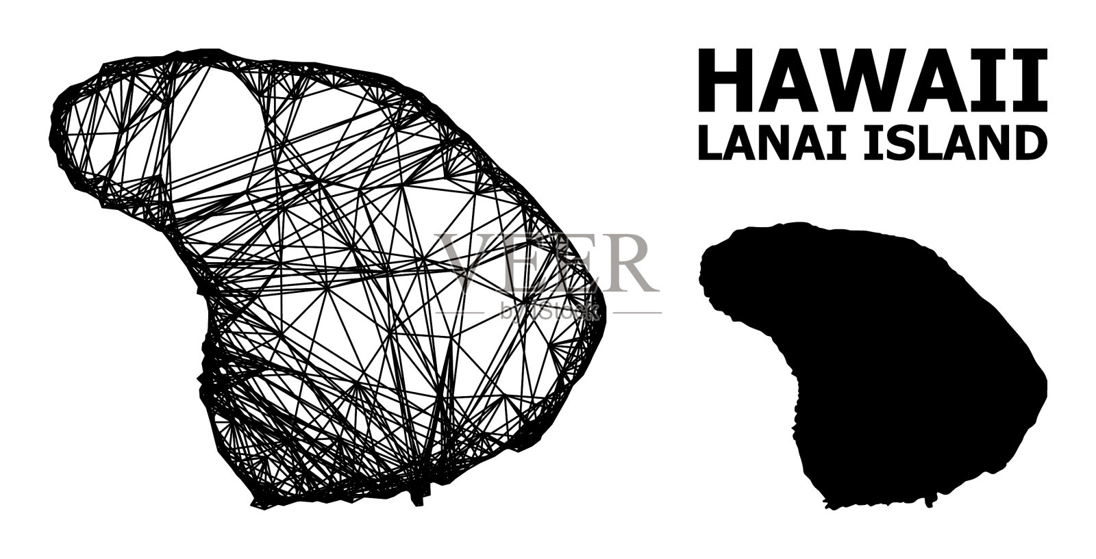 网络地图拉奈岛插画图片素材